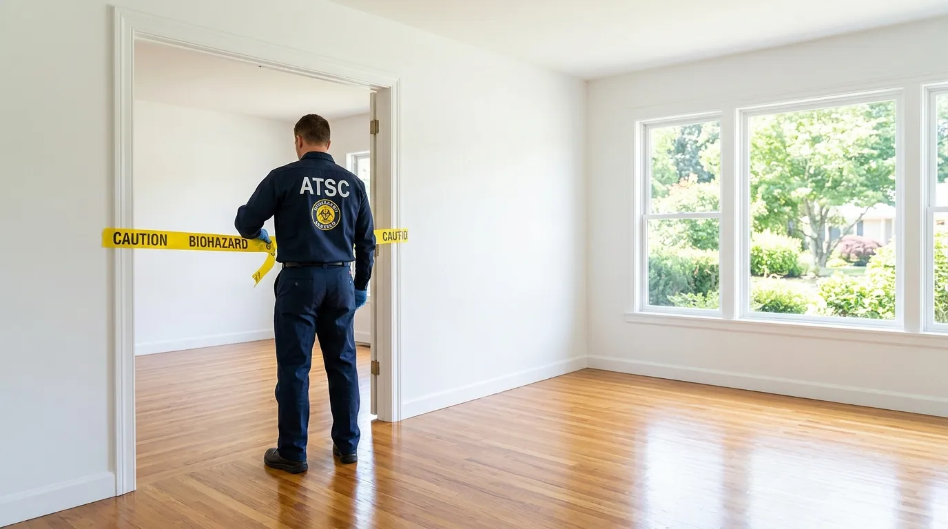 Certified biohazard cleanup crew performing Decomposition Cleanup in Warren